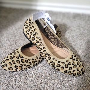 Women's 9, Old Navy, Knitted, Leopard, Flat Shoes